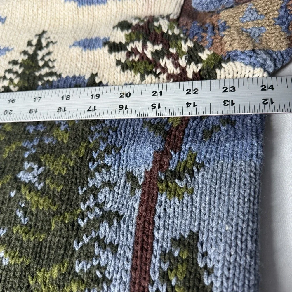 Vintage Northern Isles Women L Cardigan Sweater Forest Cabin Tree Winter Knit - Picture 12 of 13